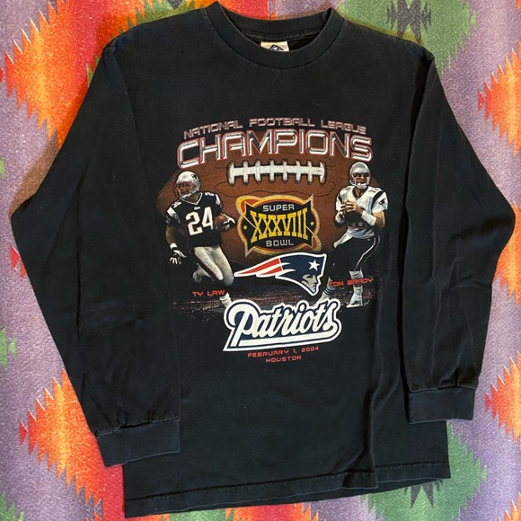 VINTAGE PATRIOTS TOM BRADY SUPER BOWL LONGSLEEVE SHIRT GREAT CONDITION BLACK - Picture 4 of 6